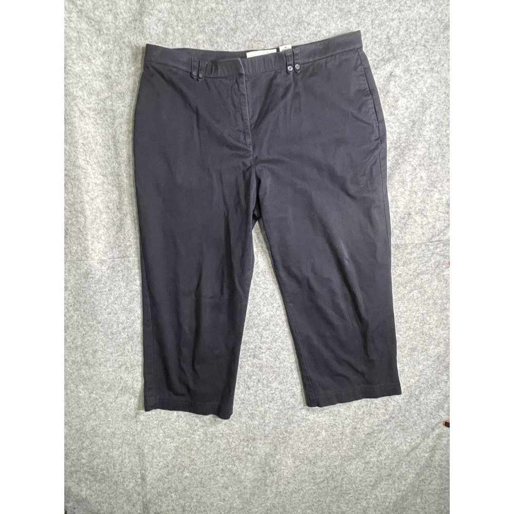 Sag Harbor Stretch Navy Blue Cropped Capri Pants Womens Size 14‎ Flat Front